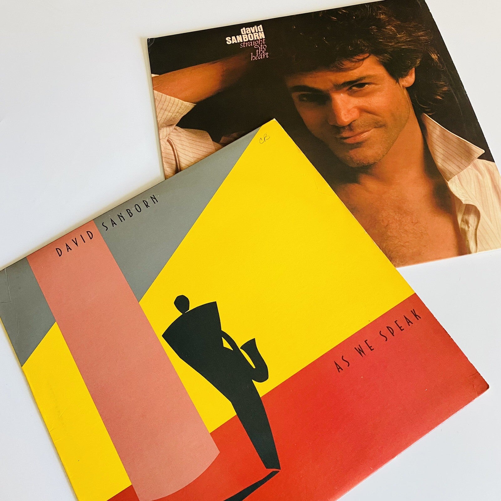 David Sanborn AS WE SPEAK + STRAIGHT INTO THE HEART Vinyl LP Record VG+