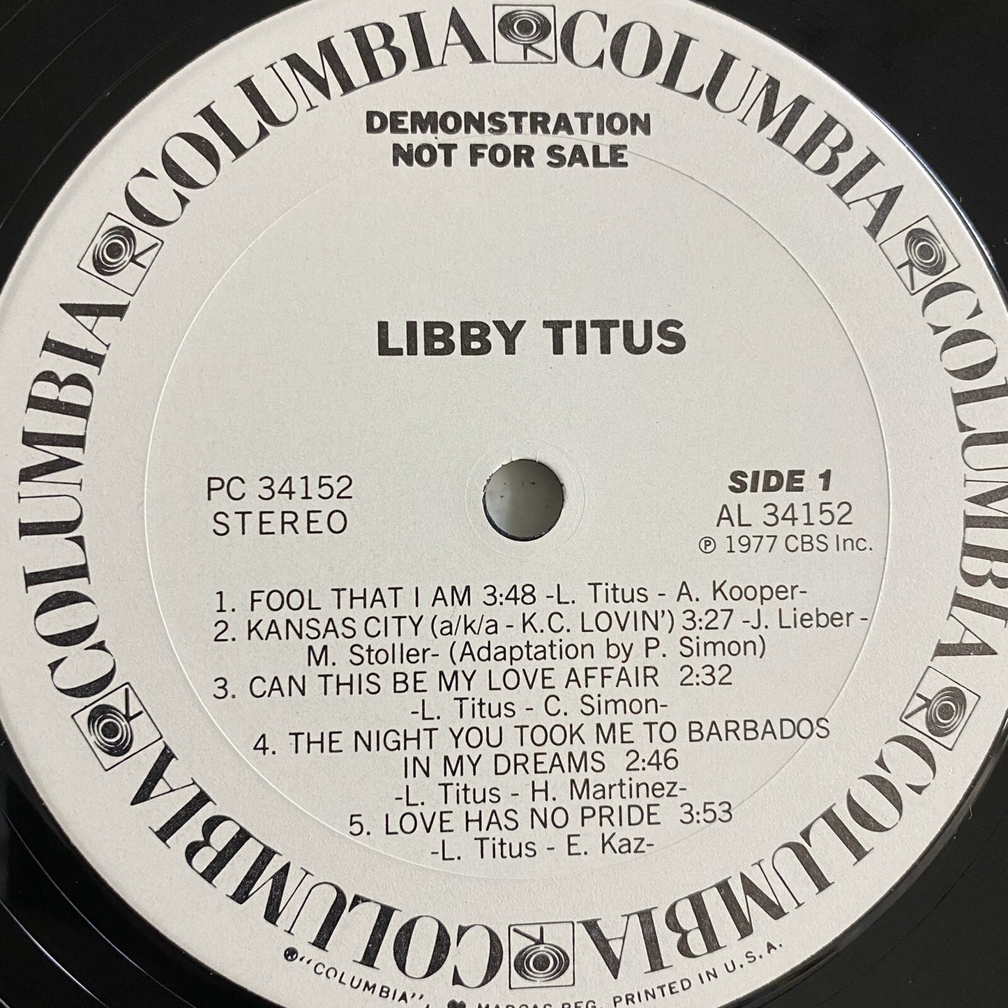 Libby Titus SELF TITLED Vinyl LP Record 1977 Promo Copy VG+/VG