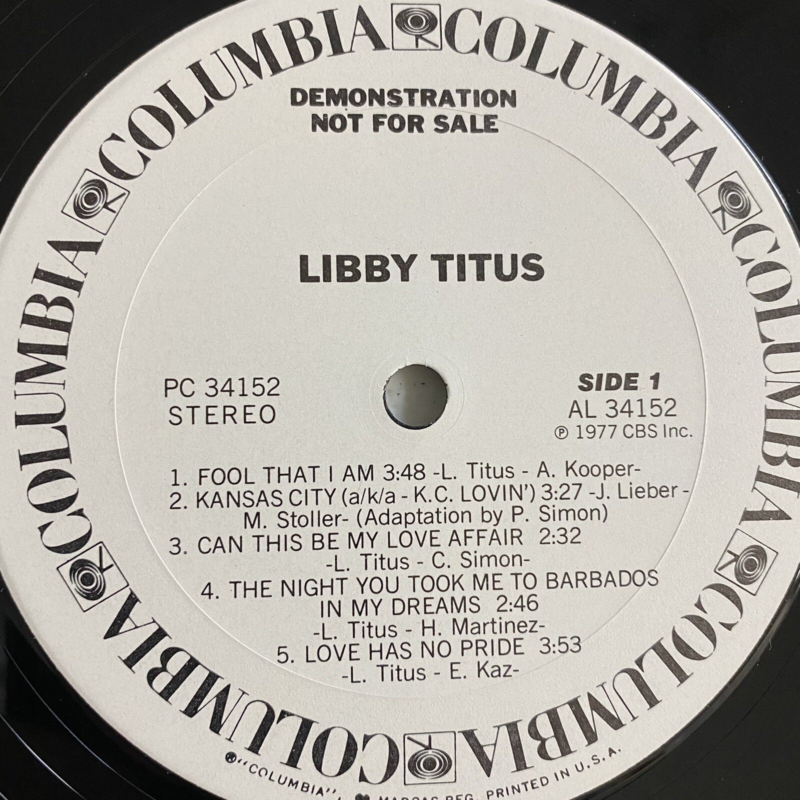Libby Titus SELF TITLED Vinyl LP Record 1977 Promo Copy VG+/VG