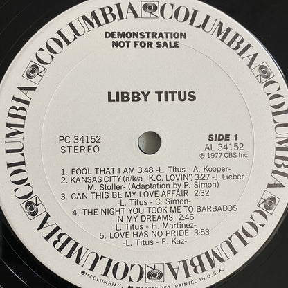 Libby Titus SELF TITLED Vinyl LP Record 1977 Promo Copy VG+/VG