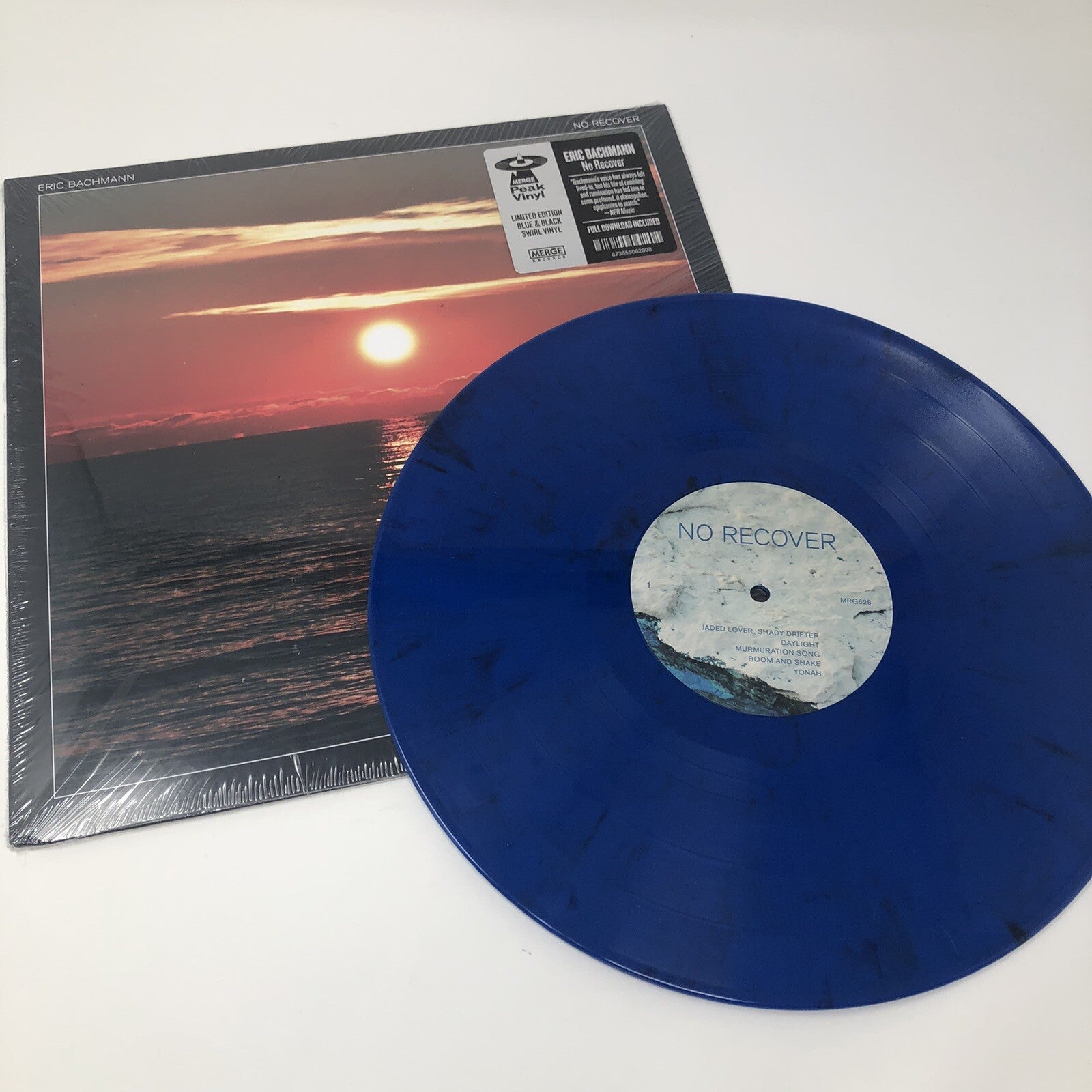 Eric Bachmann NO RECOVER royal blue + black swirl VINYL LP RECORD color