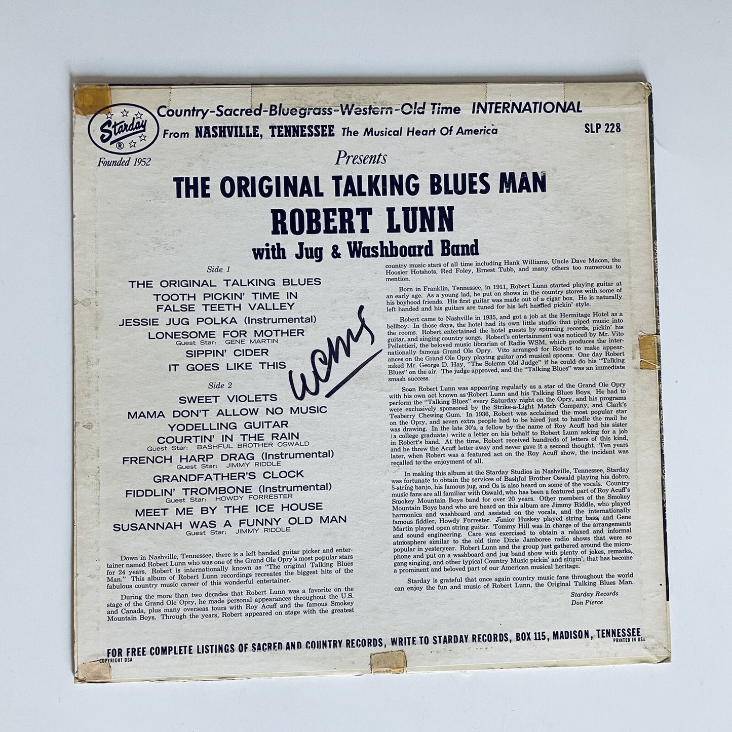 Robert Lunn THE ORIGINAL TALKING BLUES MAN Vinyl LP Record EX/G+