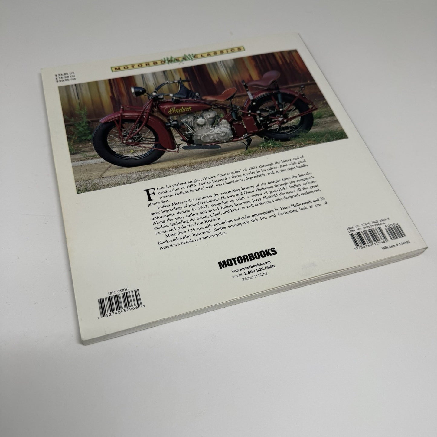 INDIAN MOTORCYCLES by J. Hatfield, H. Halberstadt  SIFT BOOK, Excenllent Cond.