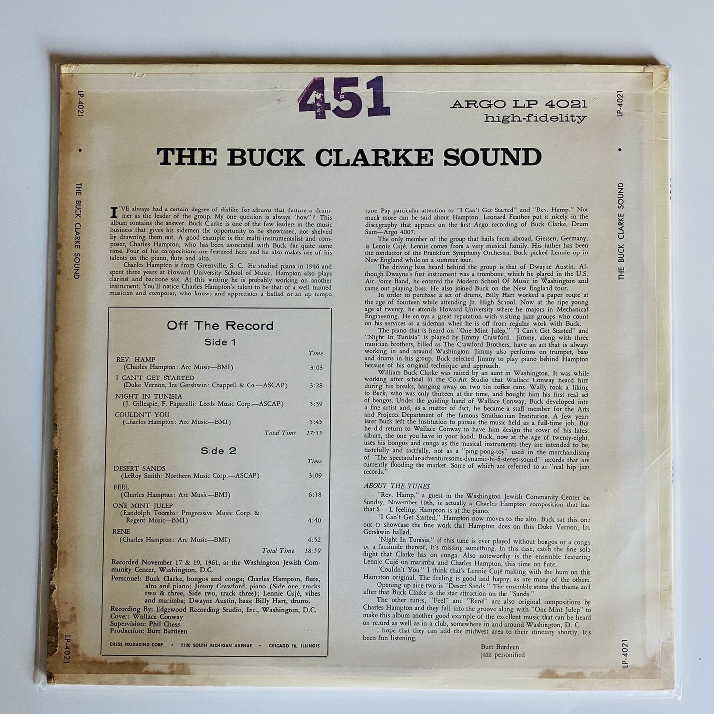 The Buck Clarke Sound VINYL LP RECORD Mono VG+/G+