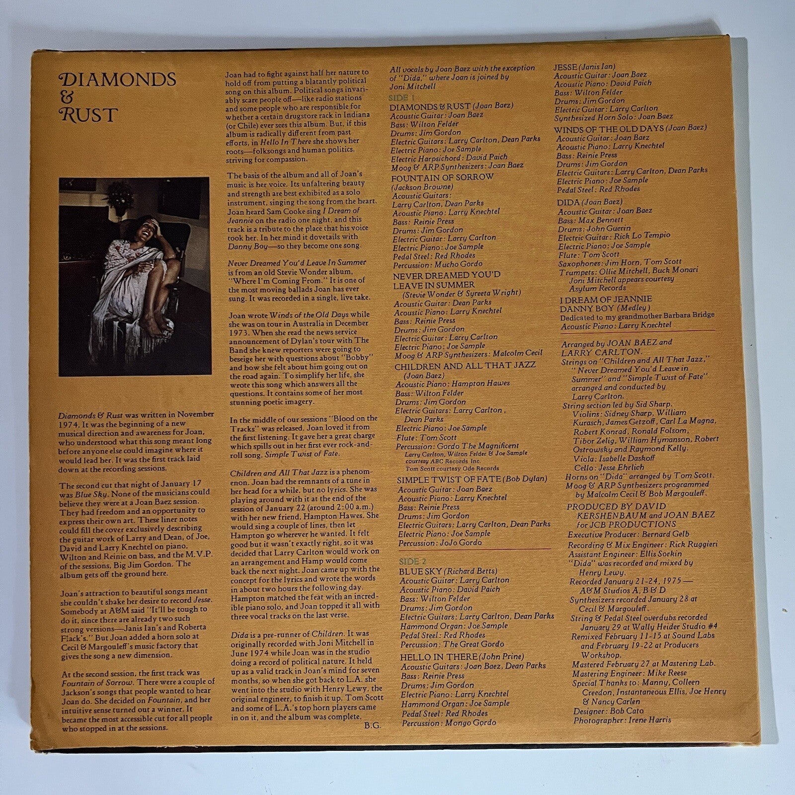 Joan Baez DIAMONDS & RUST + FAREWELL ANGELINA Vinyl LP Record VG+/VG