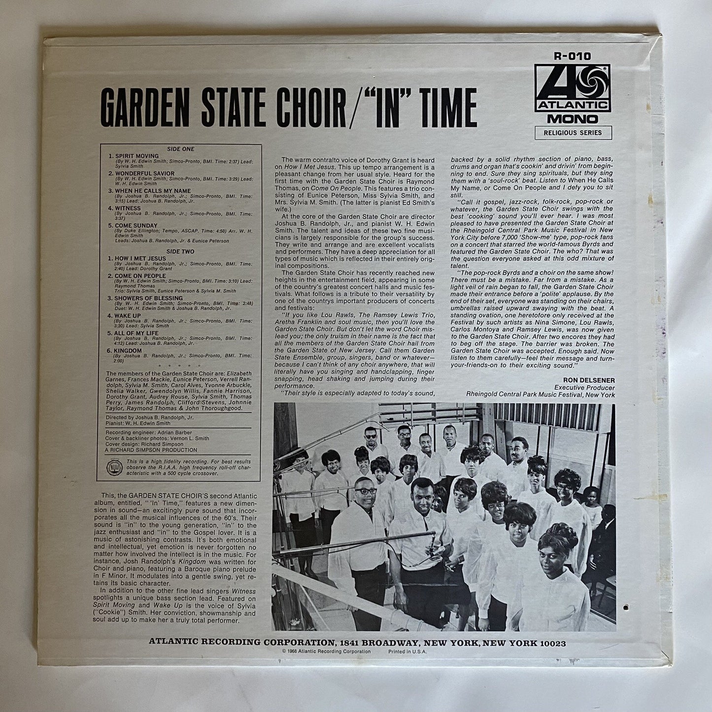 Garden State Choir IN TIME Vinyl LP Record MONO R-010 VG+/NM