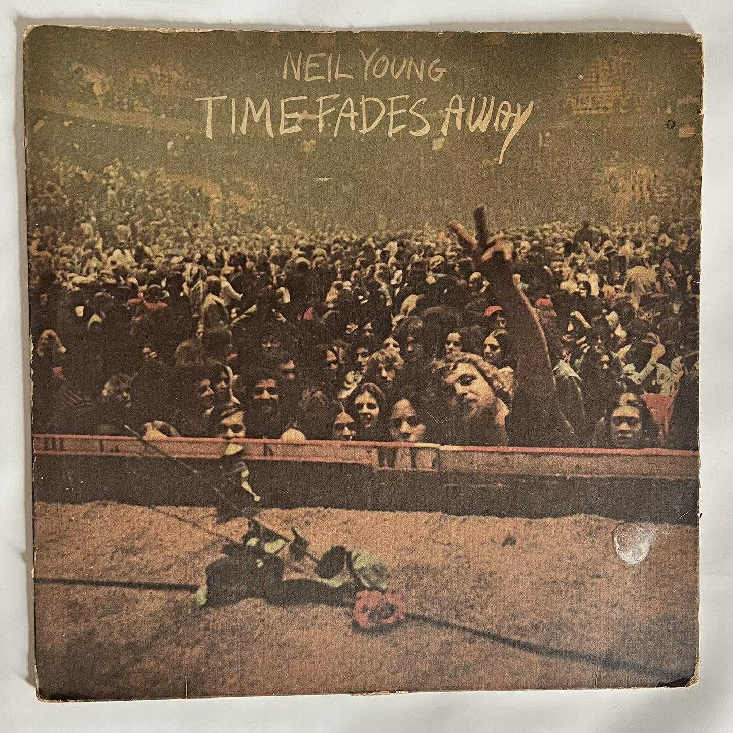 Neil Young TIME FADES AWAY Vinyl LP Record w/lyric poster VG/VG+ 1973