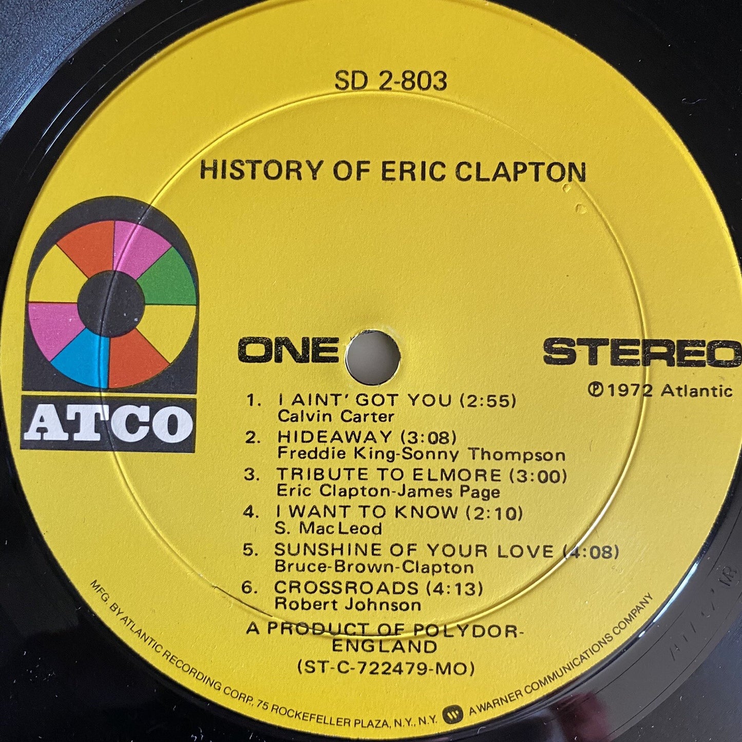 Eric Clapton HISTORY OF ERIC CLAPTON Vinyl LP Record VG+