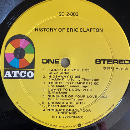 Eric Clapton HISTORY OF ERIC CLAPTON Vinyl LP Record VG+