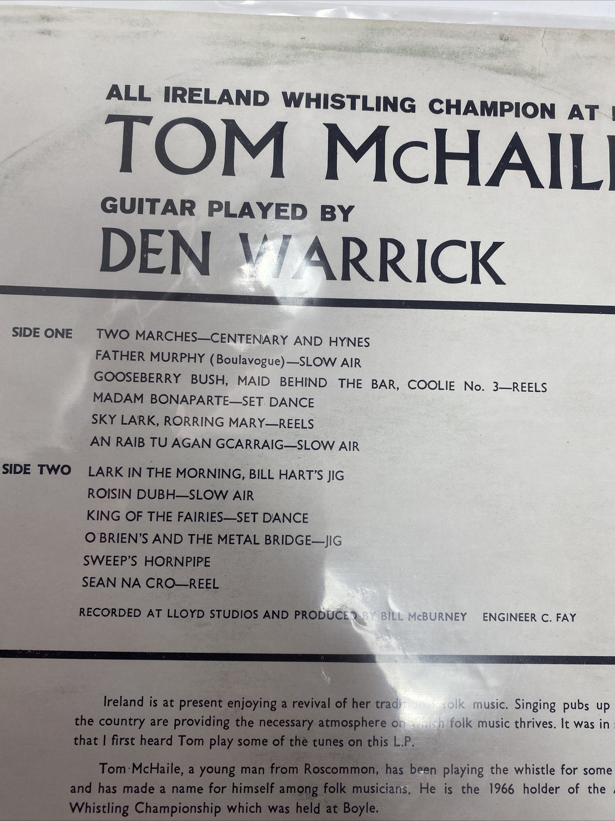 Tom McHaile WHISTLING WITH GUITAR Vinyl LP Record VG+