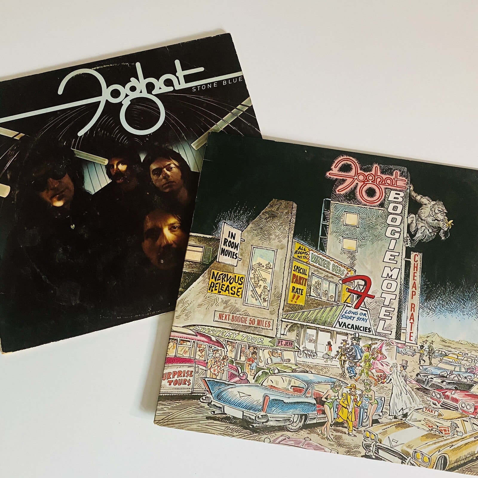 Foghat BOOGIE MOTEL + STONE BLUE Vinyl LP Records VG+