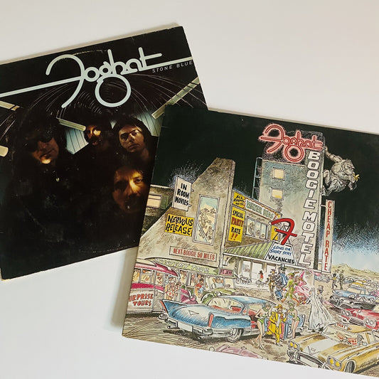 Foghat BOOGIE MOTEL + STONE BLUE Vinyl LP Records VG+