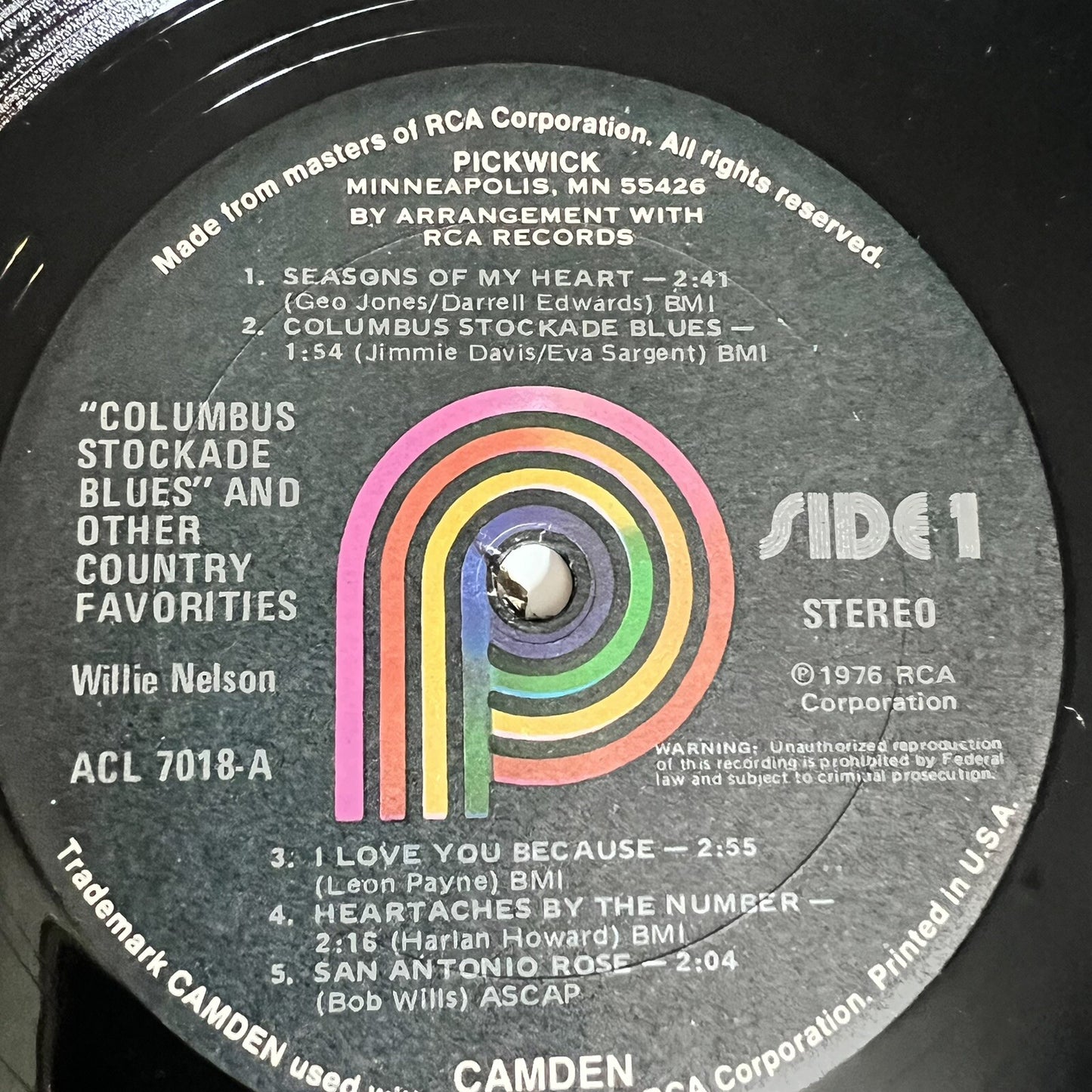 Willie Nelson COLUMBUS STOCKADE BLUES Vinyl LP Record VG+
