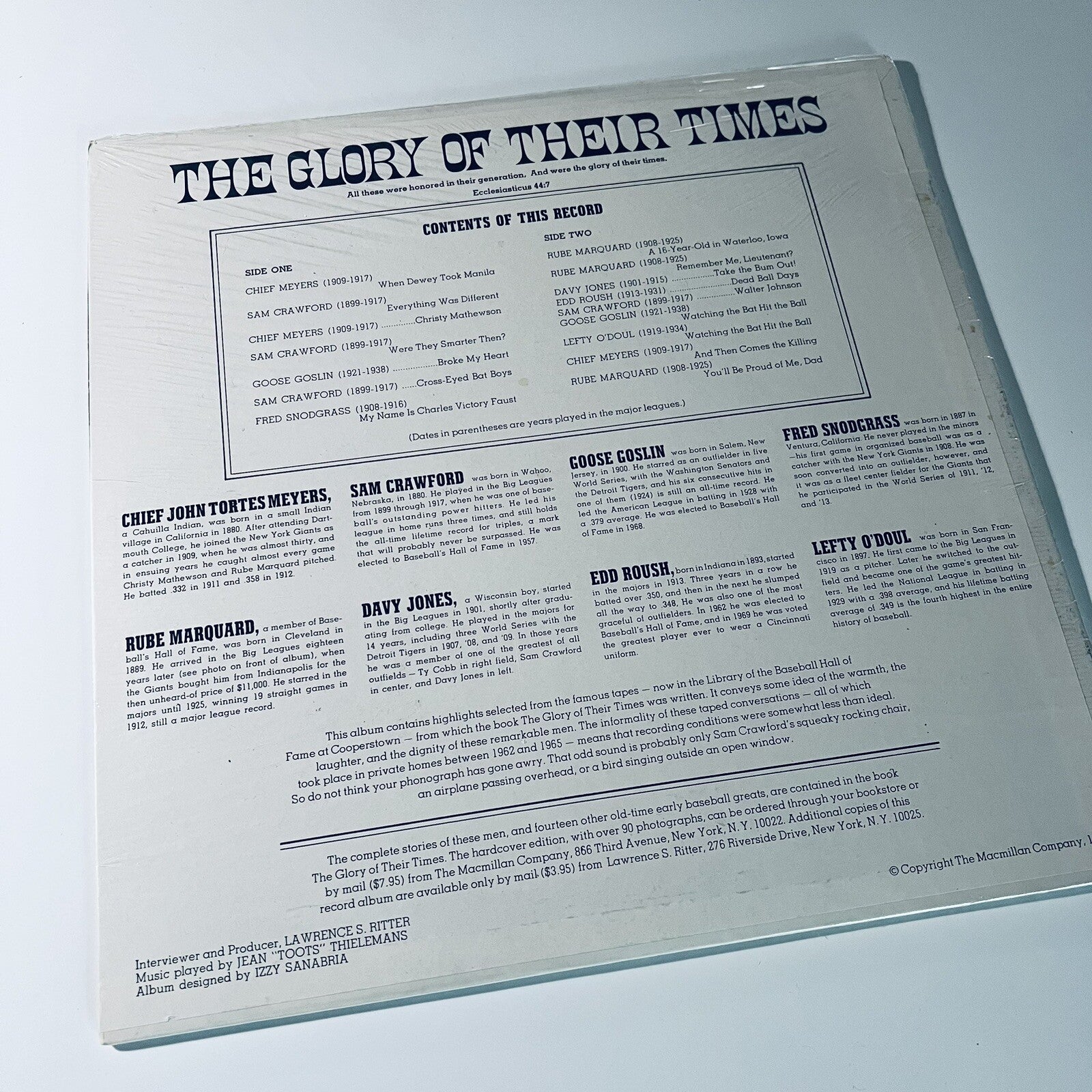 The Glory Of Their Times LP Story of early days of Baseball VINYL RECORD SEALED