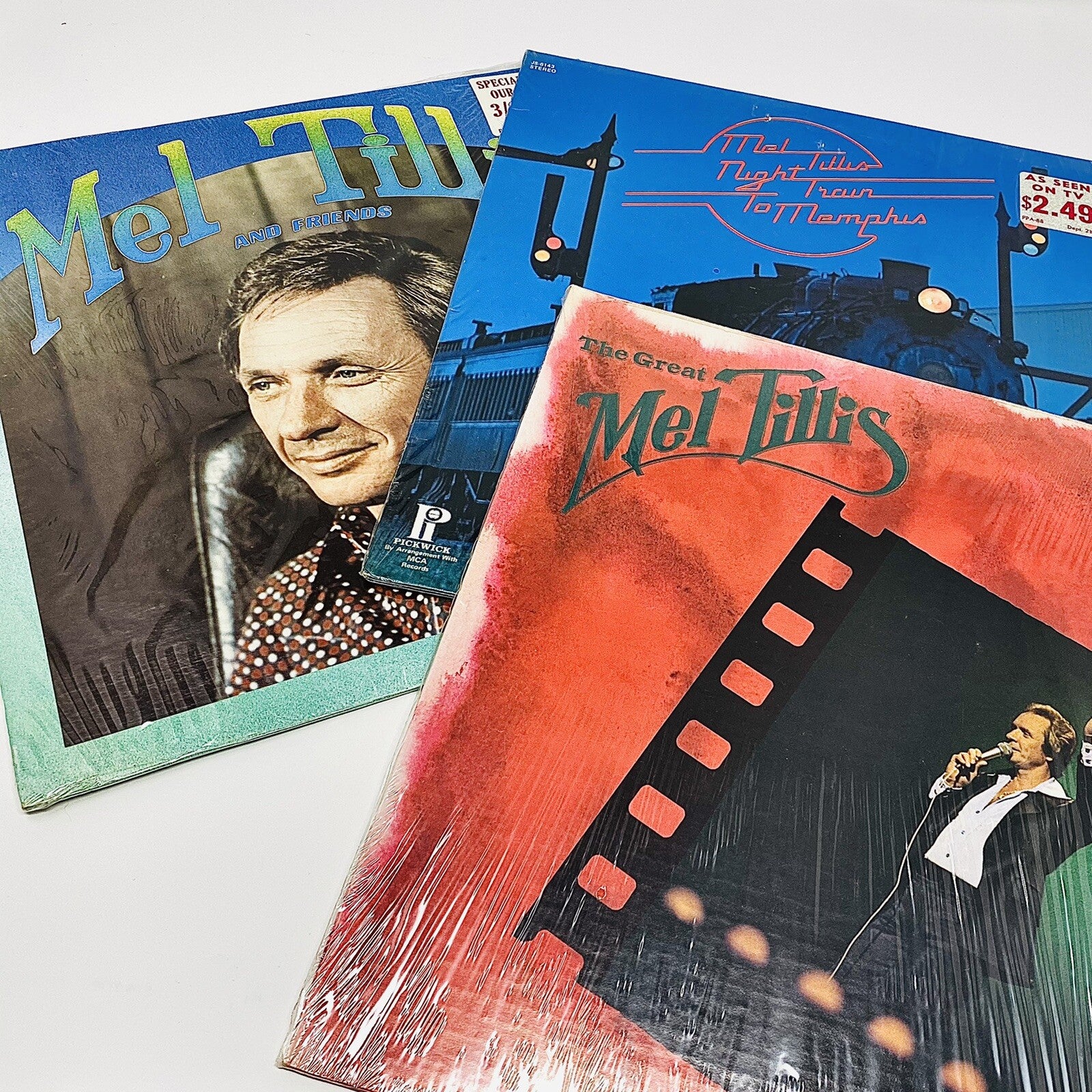 Mel Tillis THE GREAT + AND FRIENDS + NIGHT TRAIN Vinyl LP Record Bundle VG+