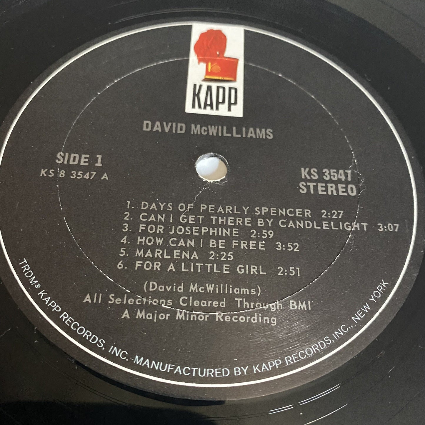 David McWillams DAYS OF PEARLY SPENCER Vinyl LP Record VG+