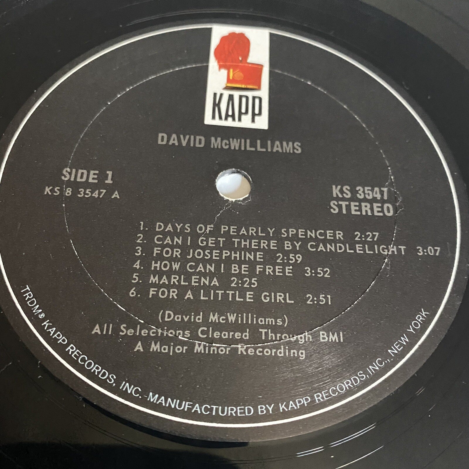 David McWillams DAYS OF PEARLY SPENCER Vinyl LP Record VG+