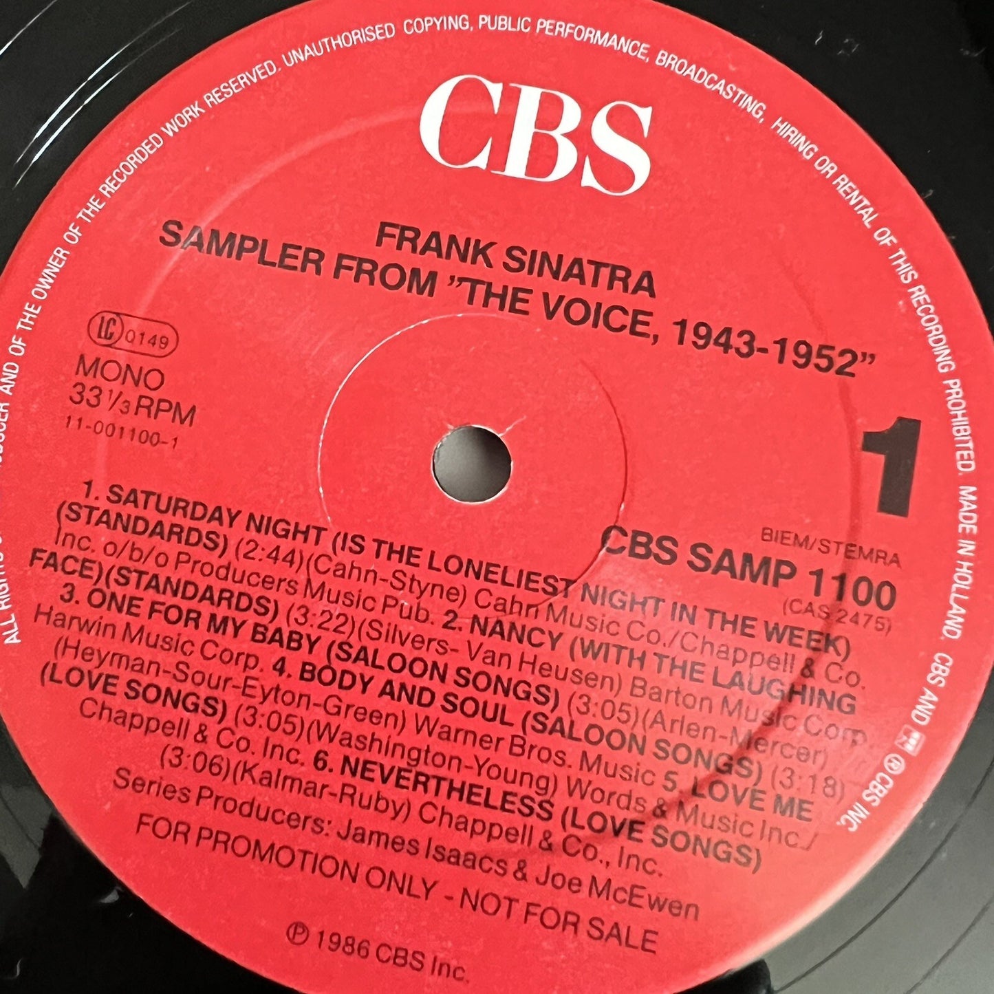 Frank Sinatra THE VOICE + SAMPLER 1943-1952 Vinyl LP Record VG+ 6-eye