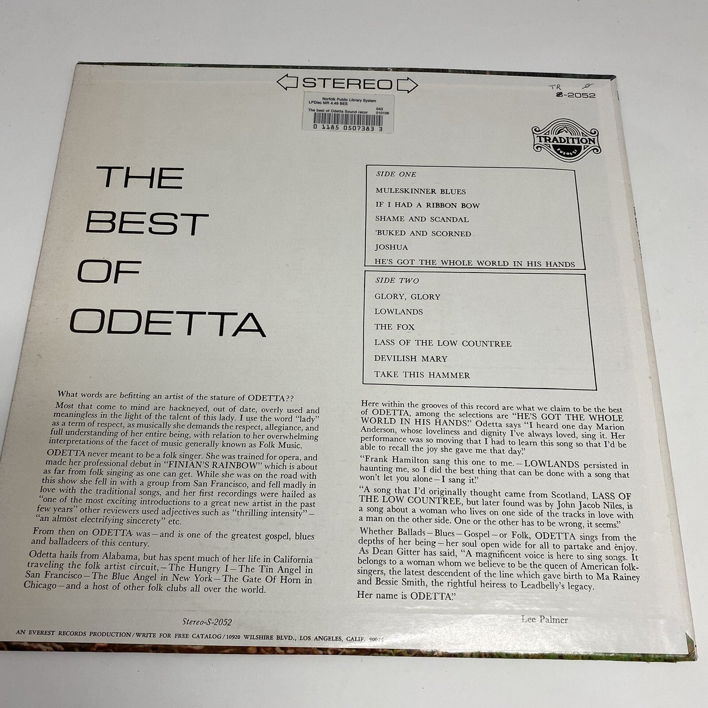 Odetta THE BEST OF ODETTA Vinyl LP Record VG