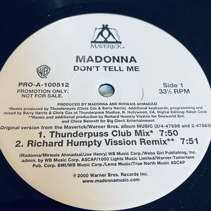Madonna DON'T TELL ME 12" Promotional Mix VINYL RECORD NM