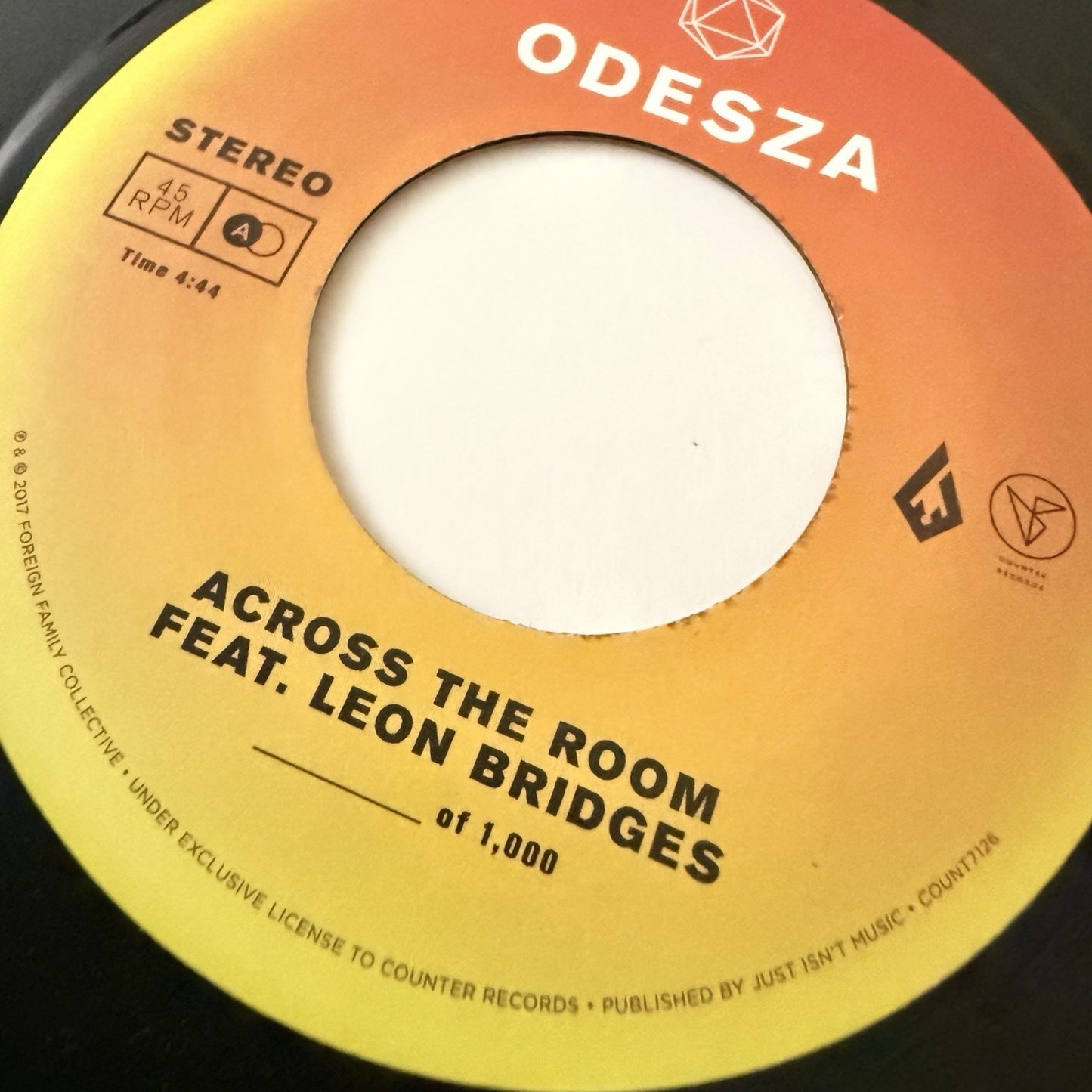 Odesza w/Leon Bridges ACROSS THE ROOM 7” 45 RPM SIngle MINT Unnumbered ??