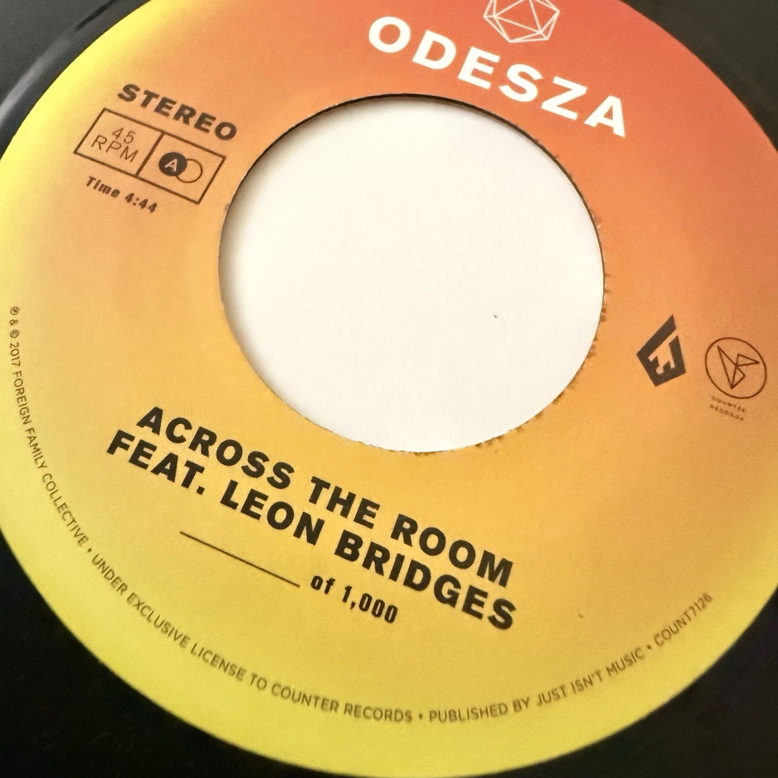 Odesza w/Leon Bridges ACROSS THE ROOM 7” 45 RPM SIngle MINT Unnumbered ??