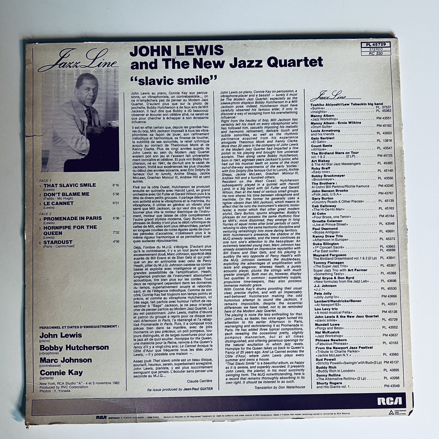 JOHN LEWIS & THE NEW JAZZ QUARTET: slavic smile RCA 12" LP