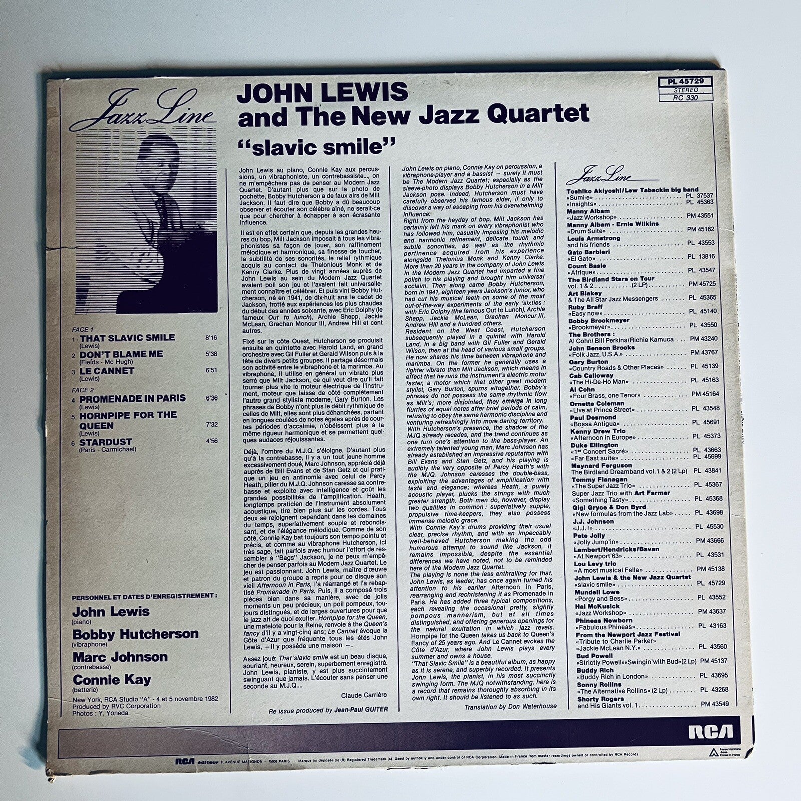 JOHN LEWIS & THE NEW JAZZ QUARTET: slavic smile RCA 12" LP