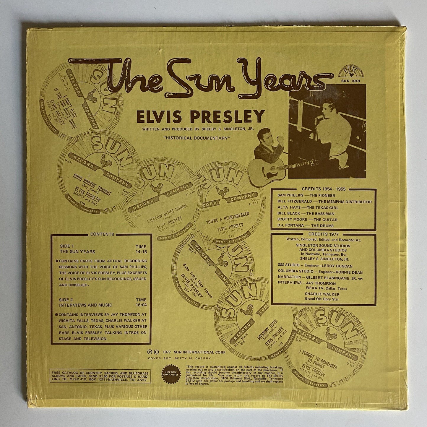 Elvis Presley THE SUN YEARS: INTERVIEWS & MEMORIES Vinyl LP Record VG+