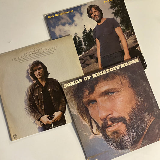 Kris Kristofferson TO THE BONE + SONGS OF + SILVER TONGUED... Vinyl LP VG+
