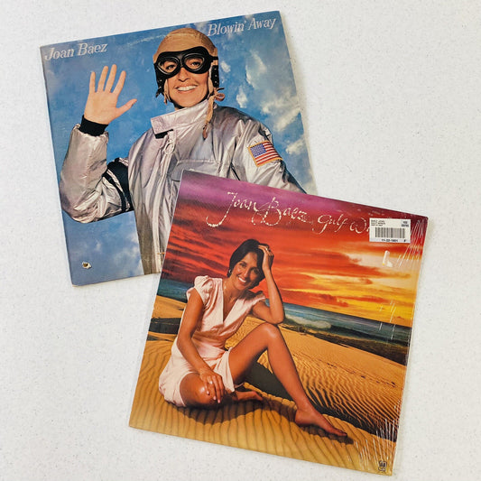 Joan Baez BLOWIN’ AWAY + GULF WATERS Vinyl LP Records VG 