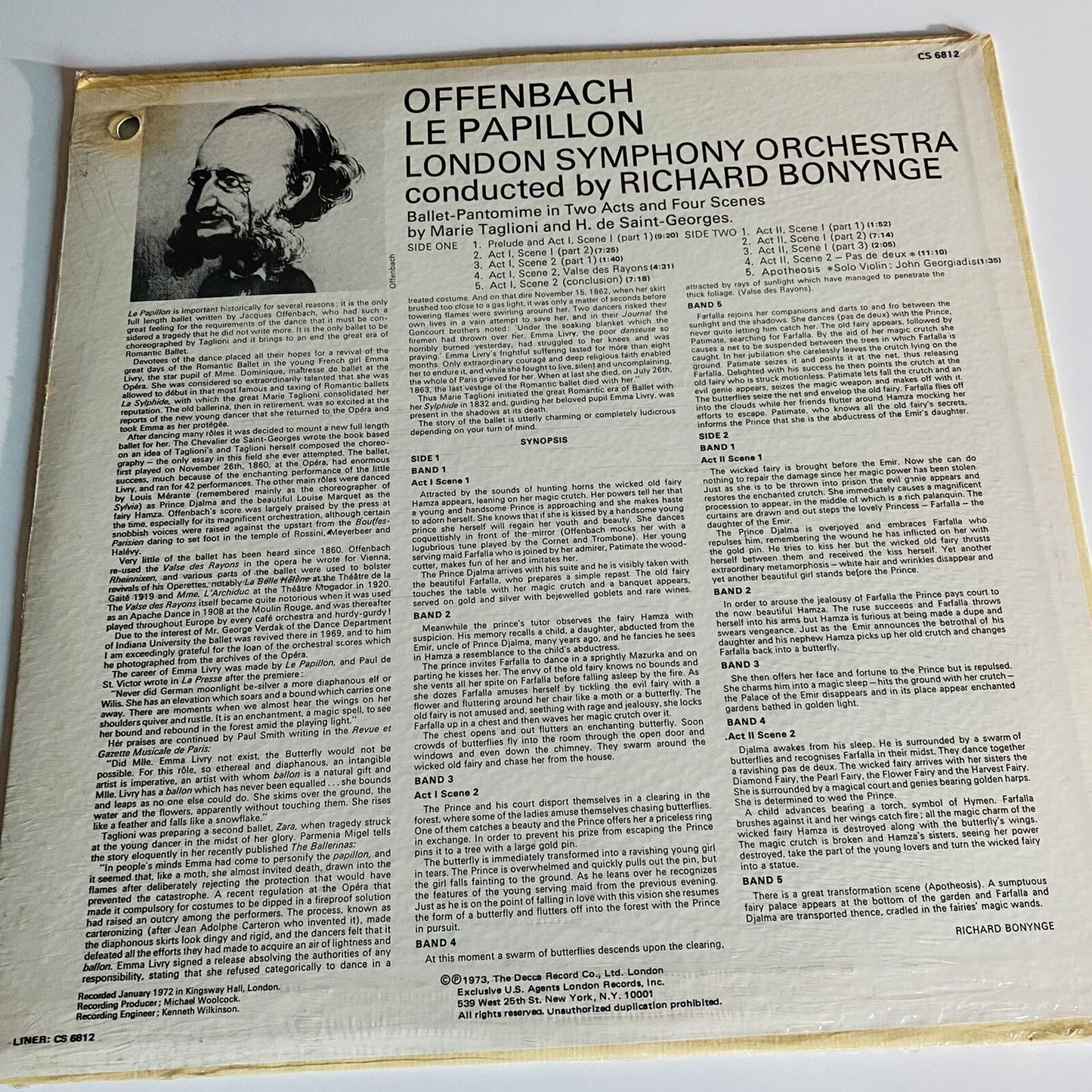 Offenbach LA PAPILLON Vinyl LP Record RICHARD BONYNGE London Symphony SEALED