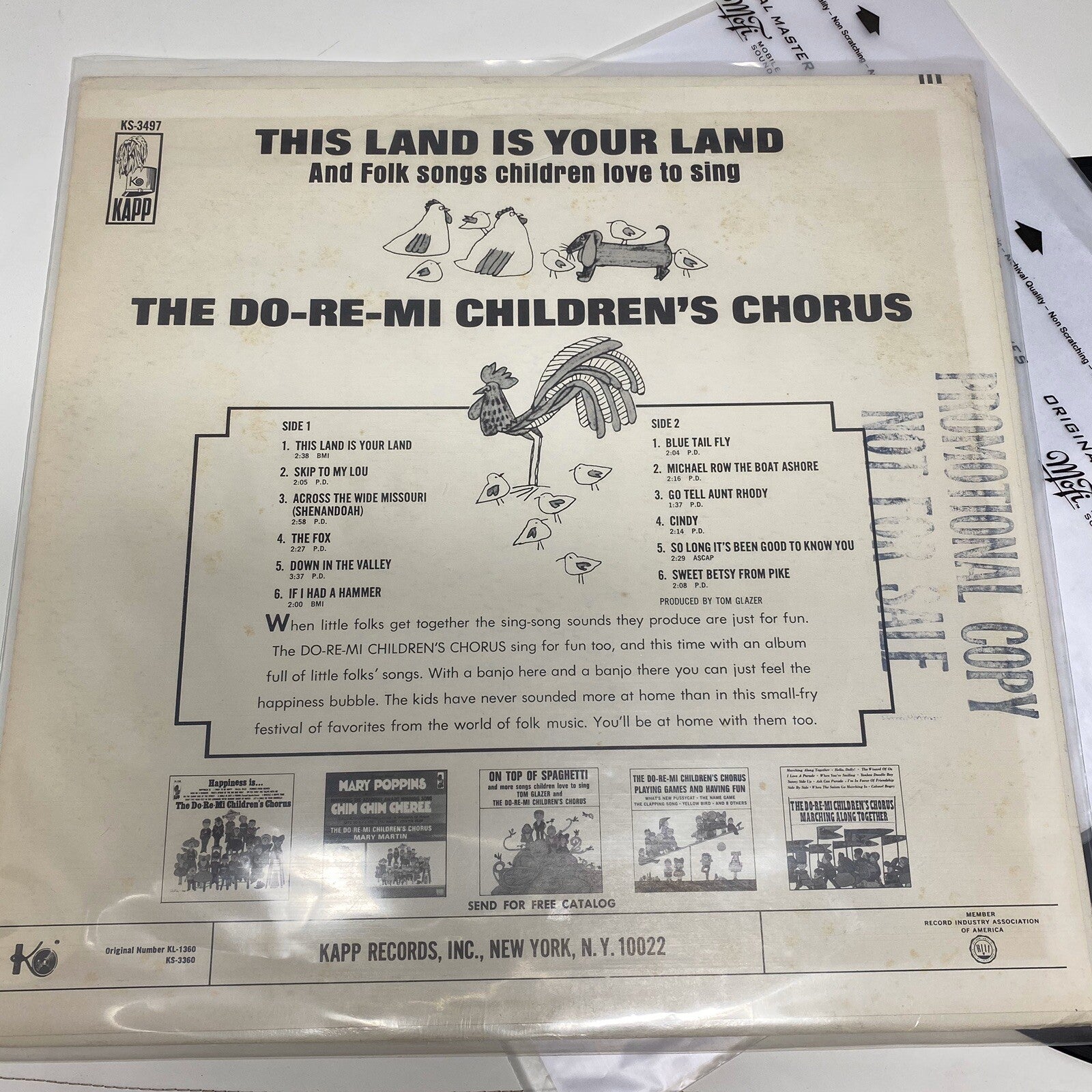 THIS LAND IS YOUR LAND Children’s Folk Songs VInyl LP Record PROMO COPY VG+