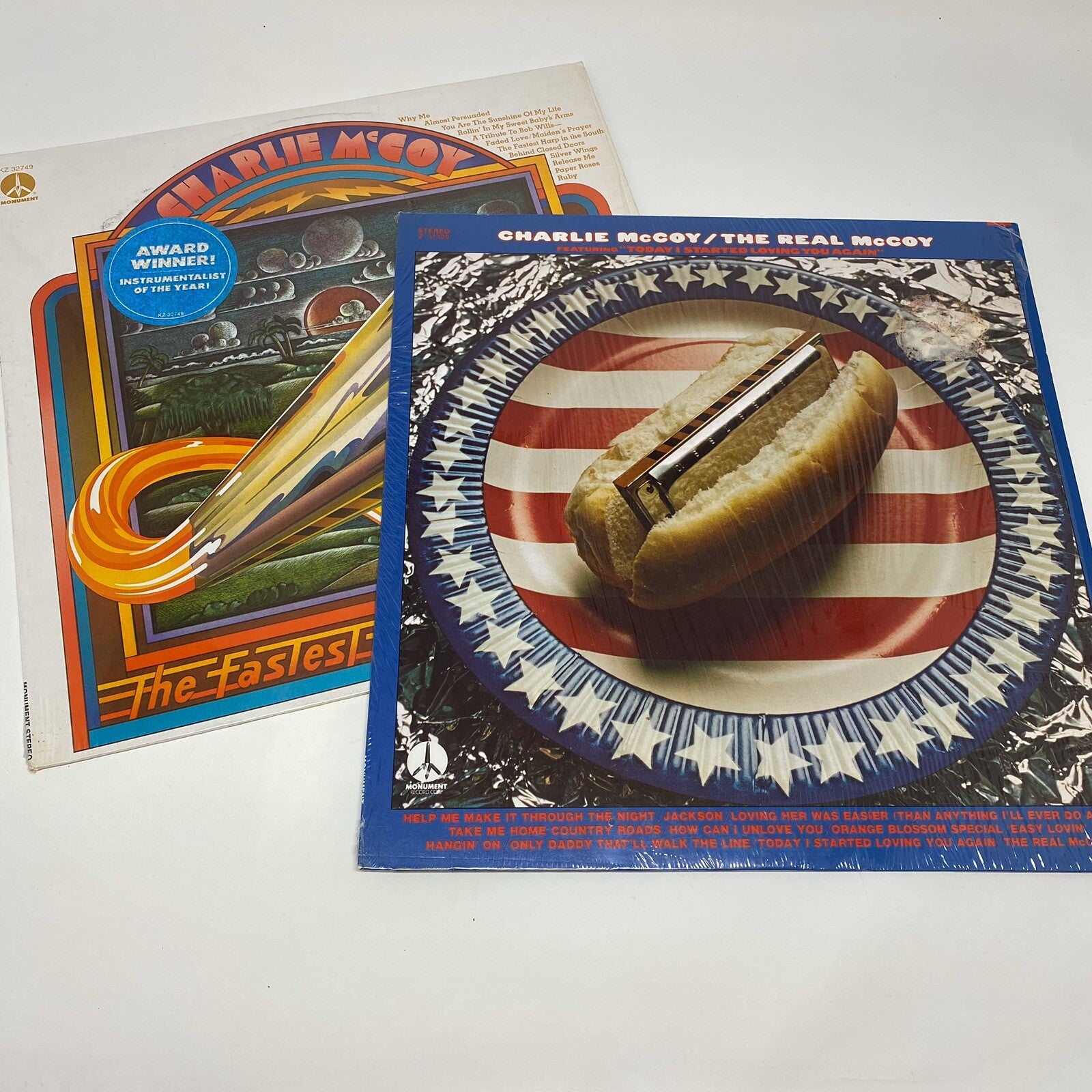 Charlie McCoy FASTEST HARP IN THE SOUTH + THE REAL McCOY Vinyl LP Records VG+
