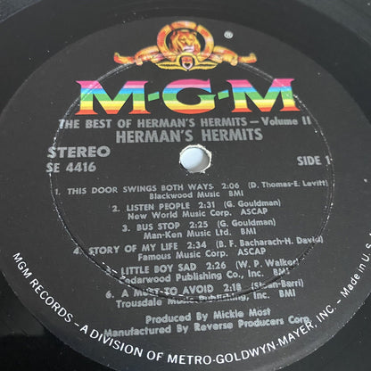Herman's Hermits The Best of Volume 2 LP Vinyl 1966 w/poster
