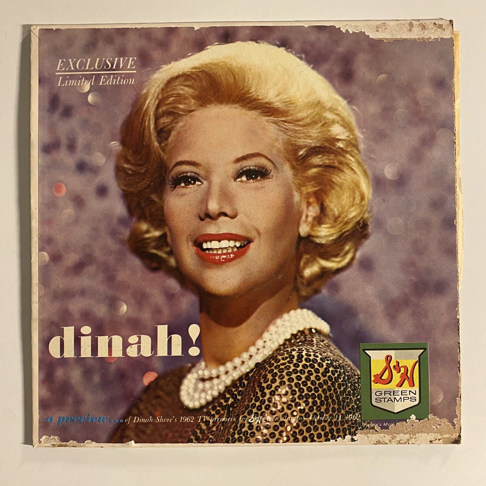 Dinah Shore DINAH! Promo Vinyl LP Record GREEN STAMPS TV PREMEIRE VG+/G+
