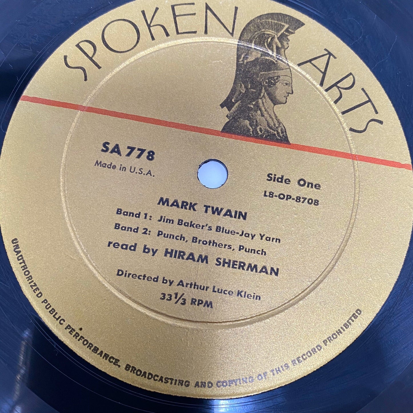 MARK TWAIN read by HIRAM SHERMAN Spoken Art VG+