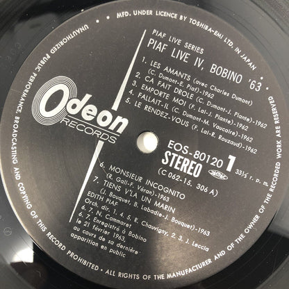 Edith Piaf LIVE 4 BOBINO '63 (PIAF LIVE SERIES) Vinyl LP Record used VG+