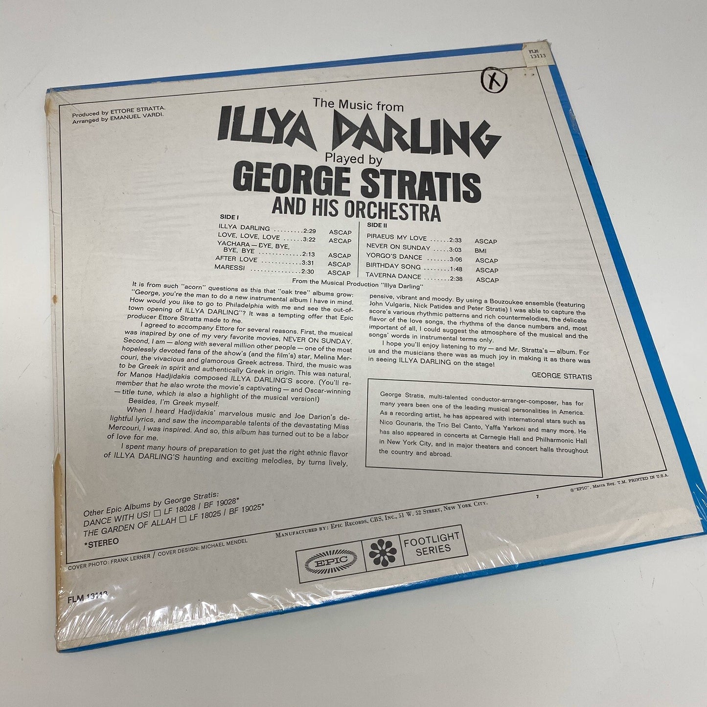 George Stratis ILLYA DARLING Vinyl LP Record SEALED