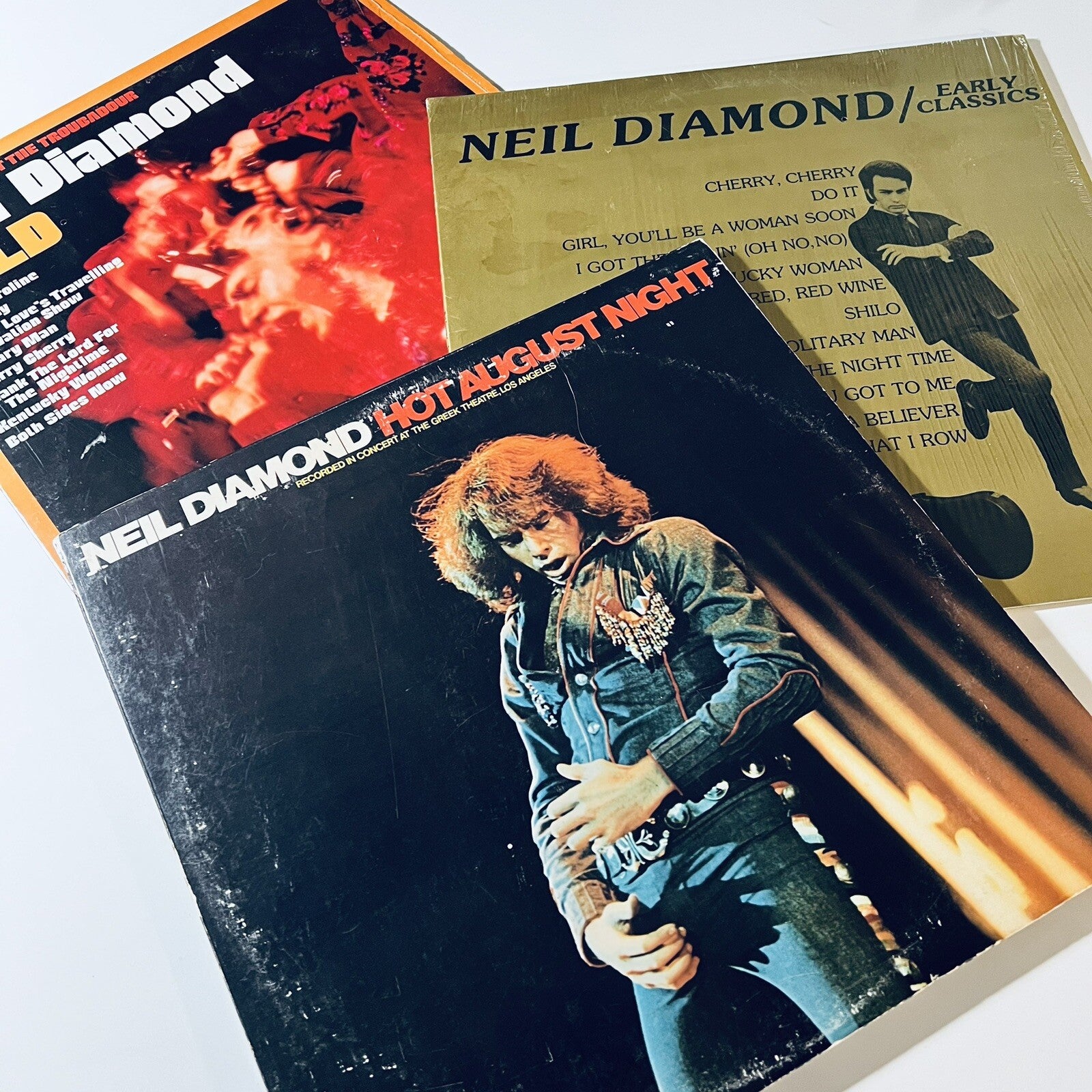 Neil Diamond GOLD + FAMILY CLASSICS + HOT AUGUST NIGHT Vinyl LP Record VG+