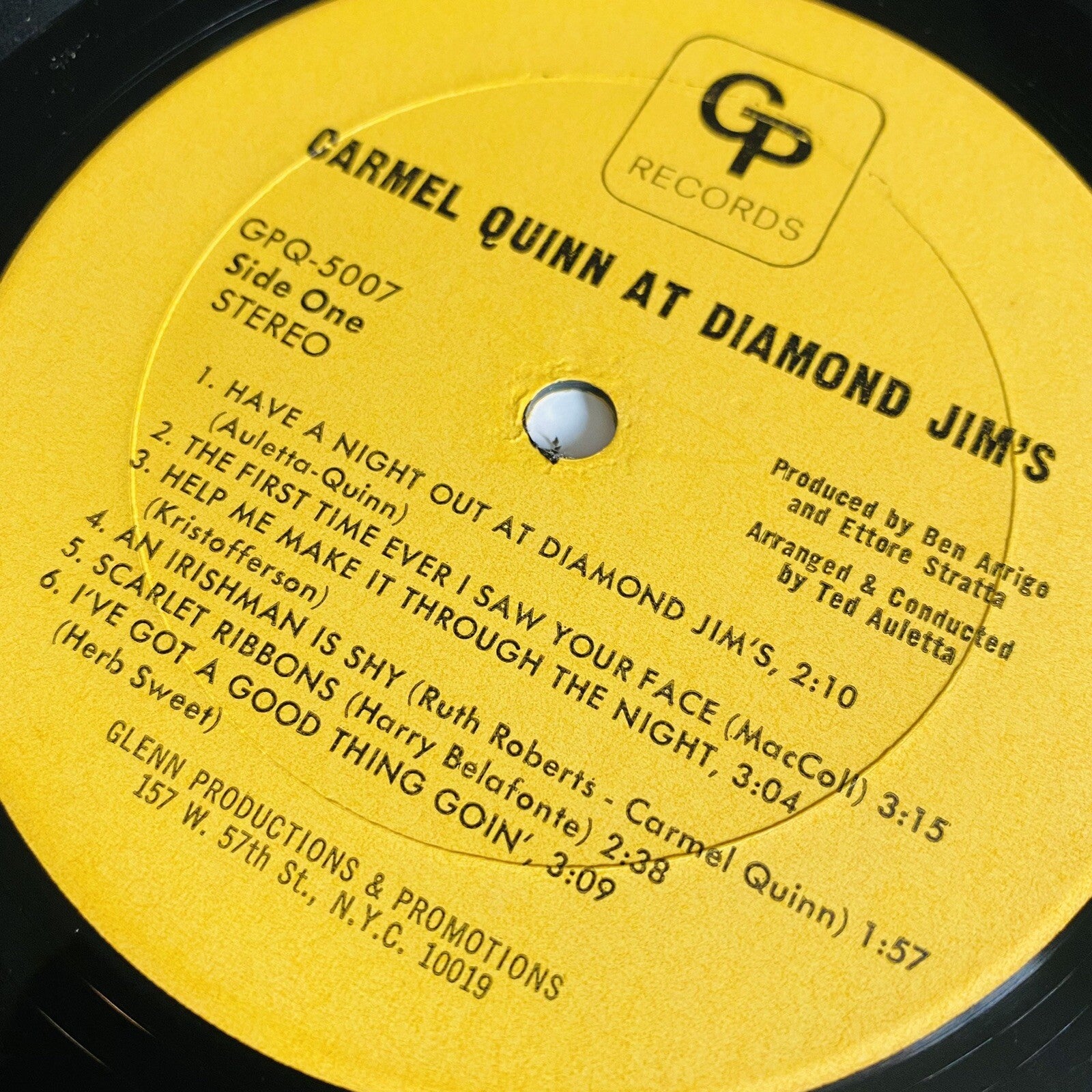 Carmel Quinn AT DIAMOND JIM’S Vinyl LP Record VG+ Signed by Artist