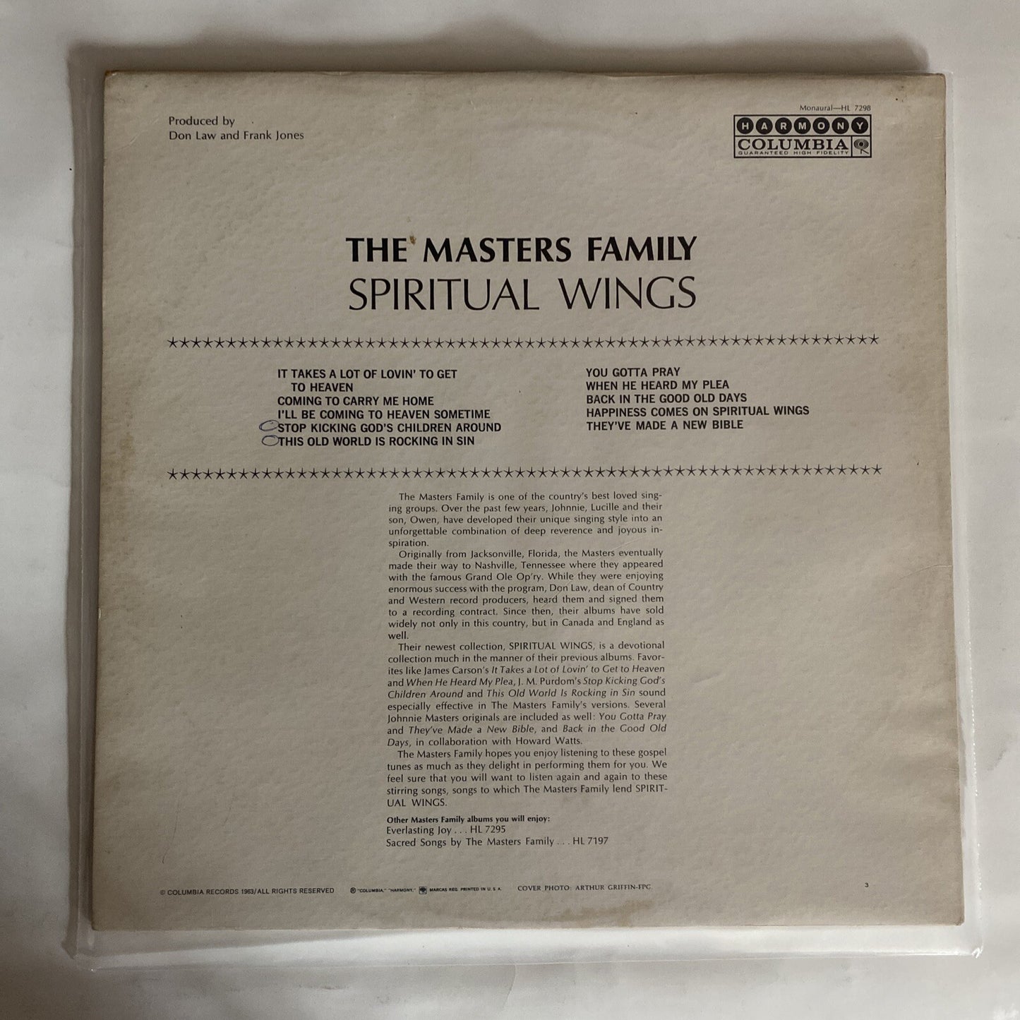 The Masters Family SPIRITUAL WINGS Vinyl LP Record VG+
