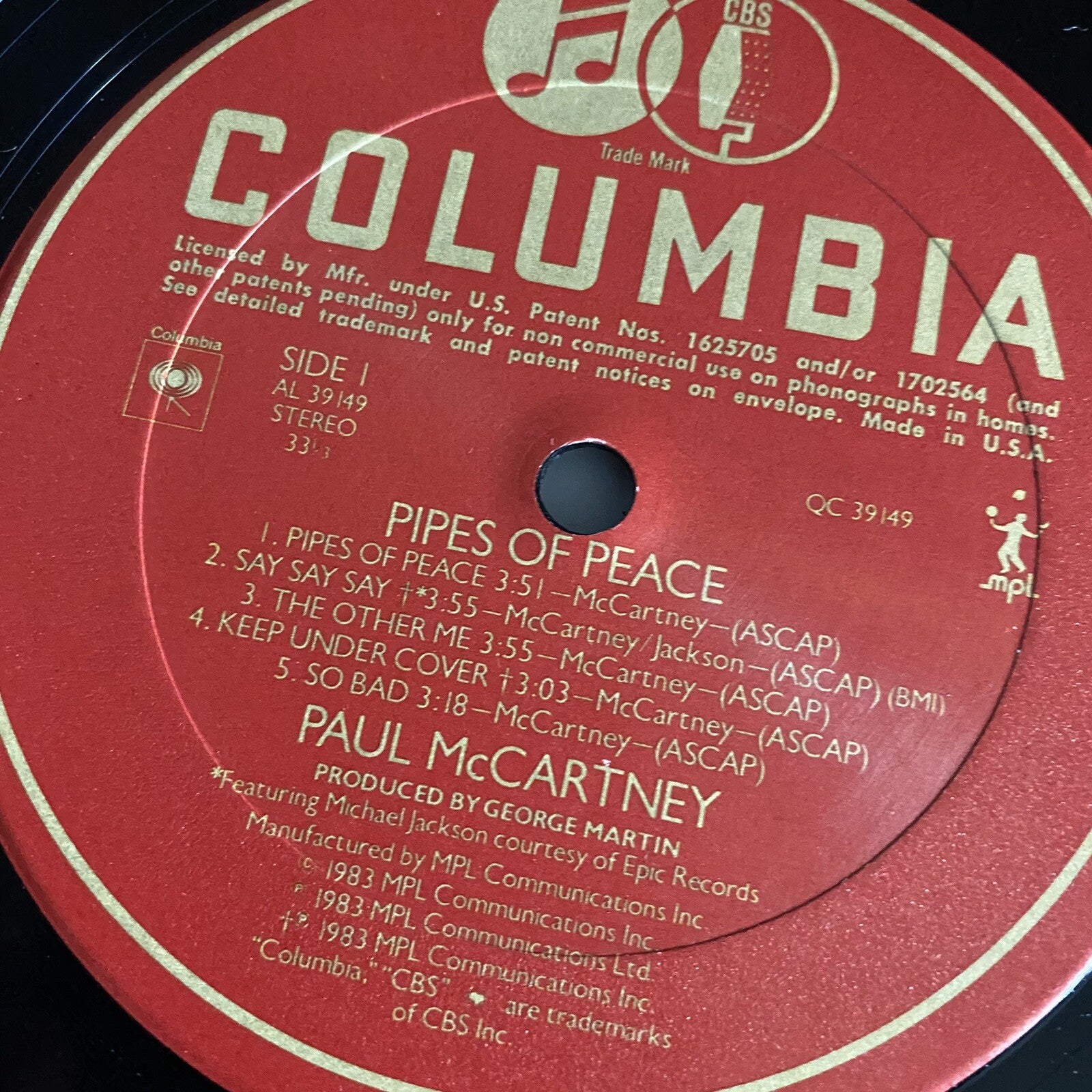 Paul McCartney PIPES OF PEACE Vinyl LP Record VG+