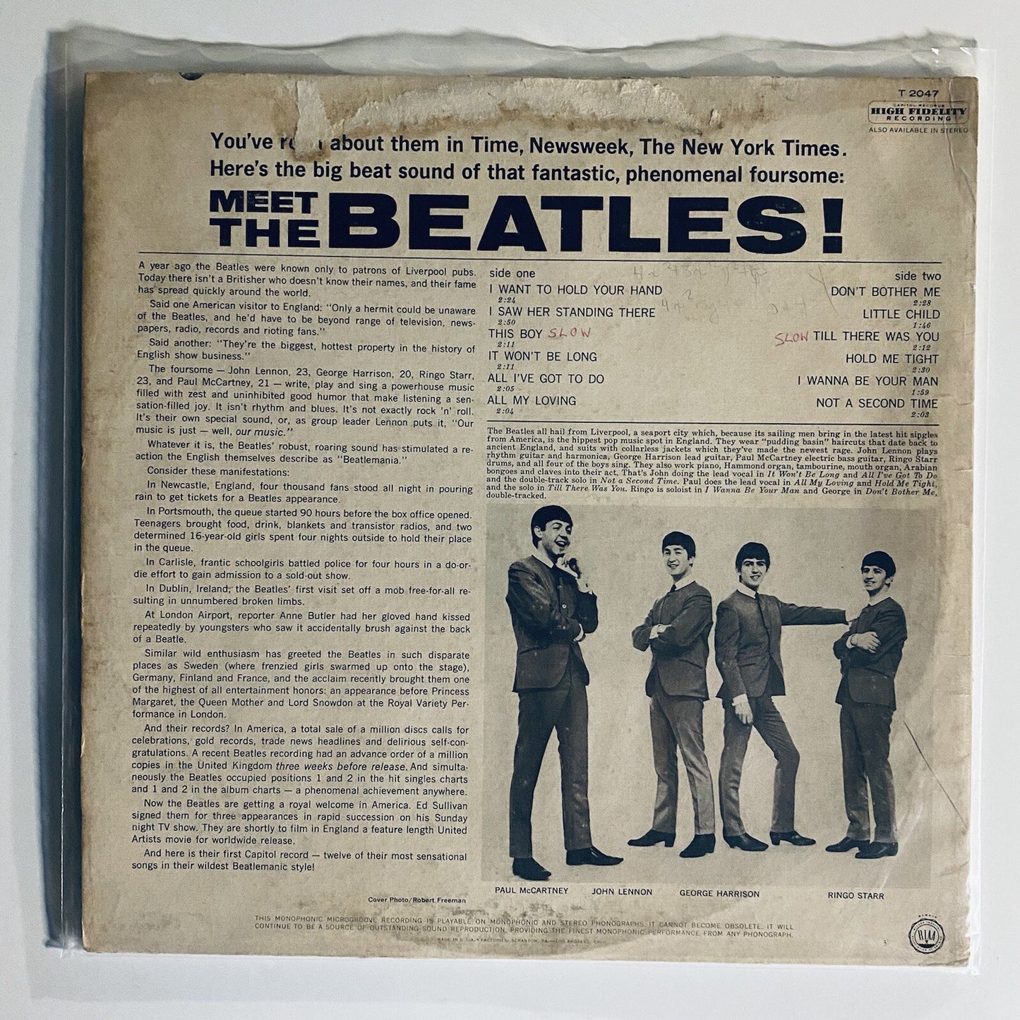 Beatles MEET THE BEATLES! Vinyl LP Record MONO Scranton Pressing VG/VG 