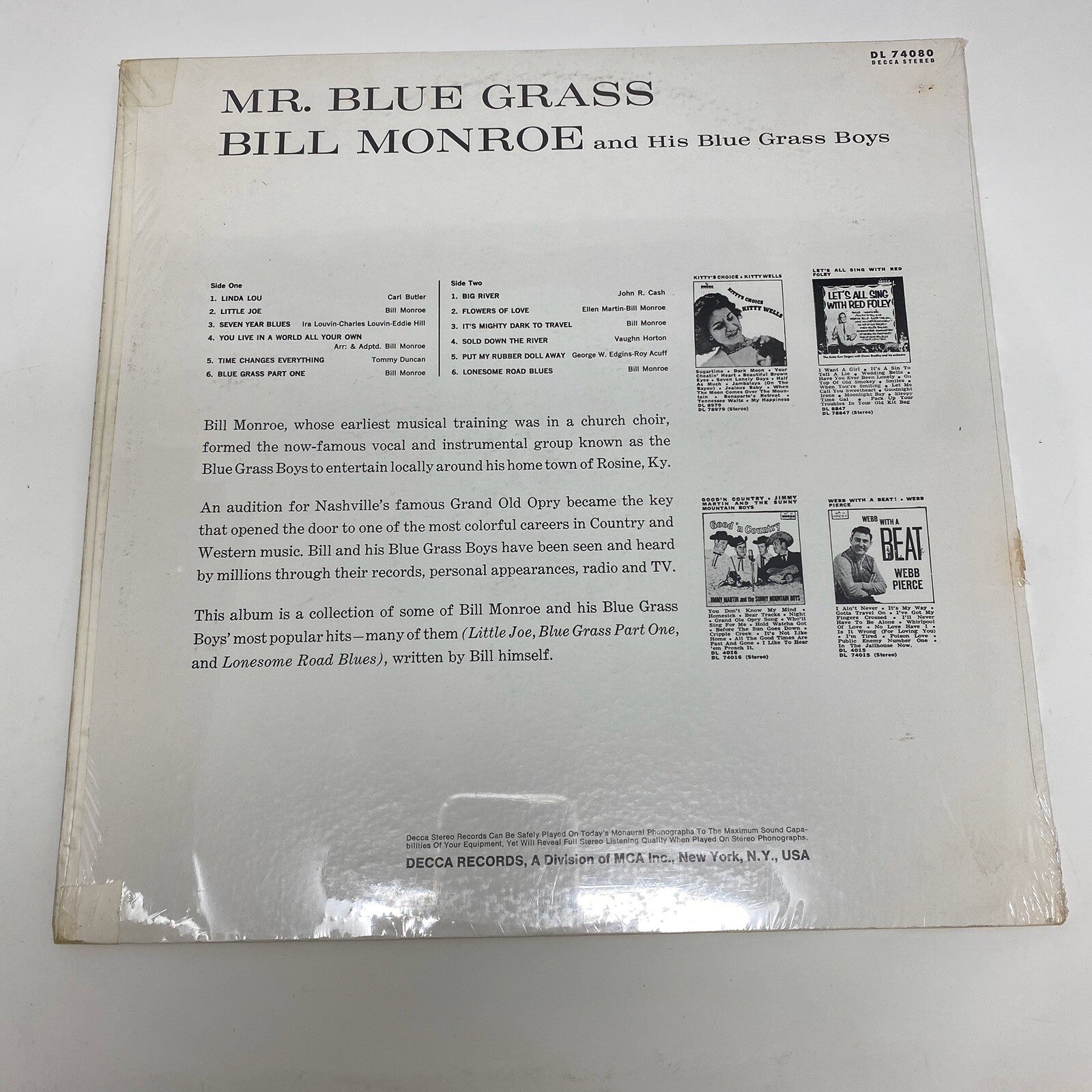 Bill Monroe & His Bluegrass Boys MR. BLUEGRASS Vinyl LP Record VG+  