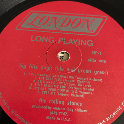 The Rollong Stones  BIG HITS (HIGH TIDE & GREEN GRASS) Mono Vinyl LP Record G+