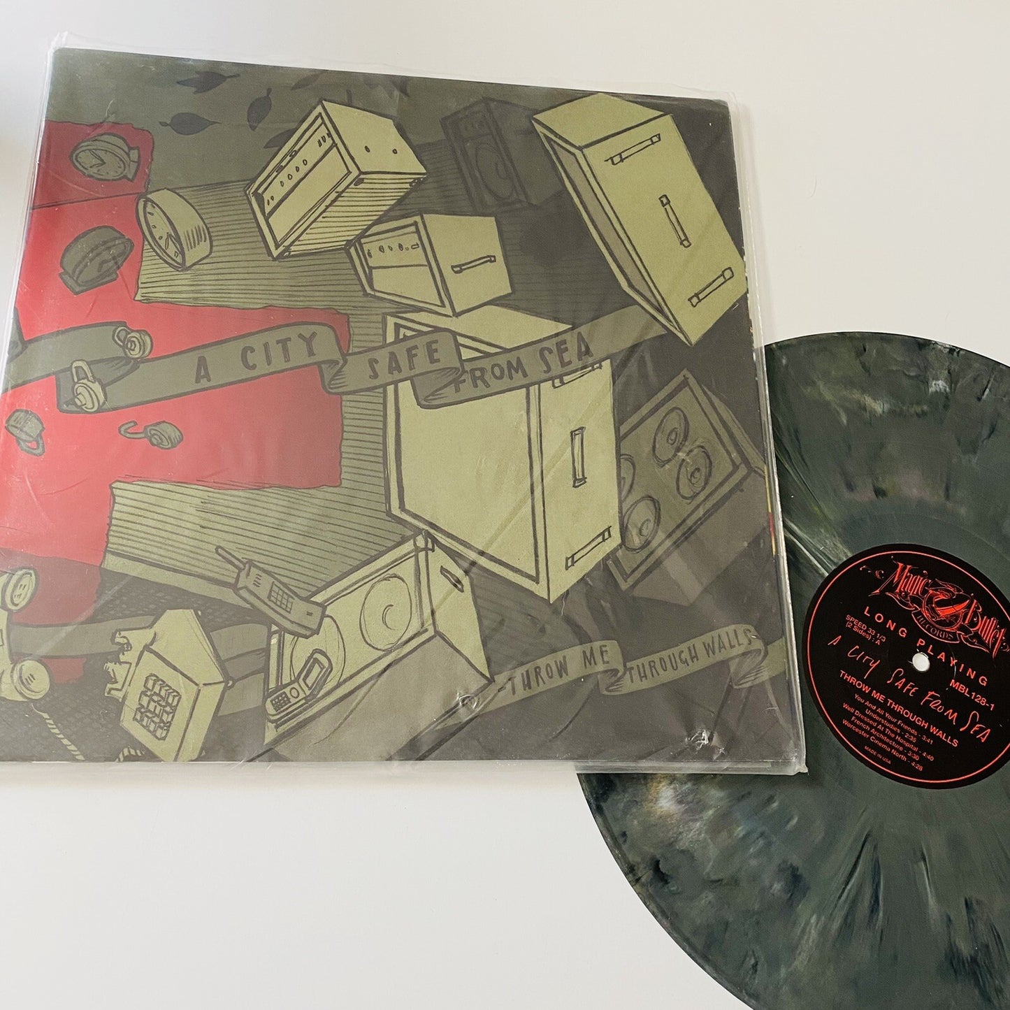 A CITY SAFE FROM SEA throw me through COLOR VINYL Lp Record , saddest landscape