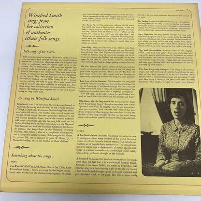 Winifred Smith FOLK SONGS OF THE SOUTH Vinyl LP Record VG+