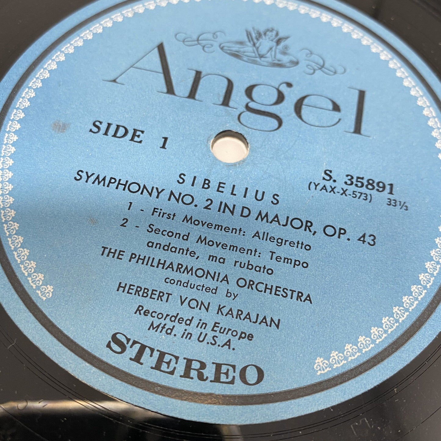 Herbert Von Karajan SIBELIUS SYMPHONY NO. 2 IN D MAJOR OP 43 Vinyl LP Record VG+