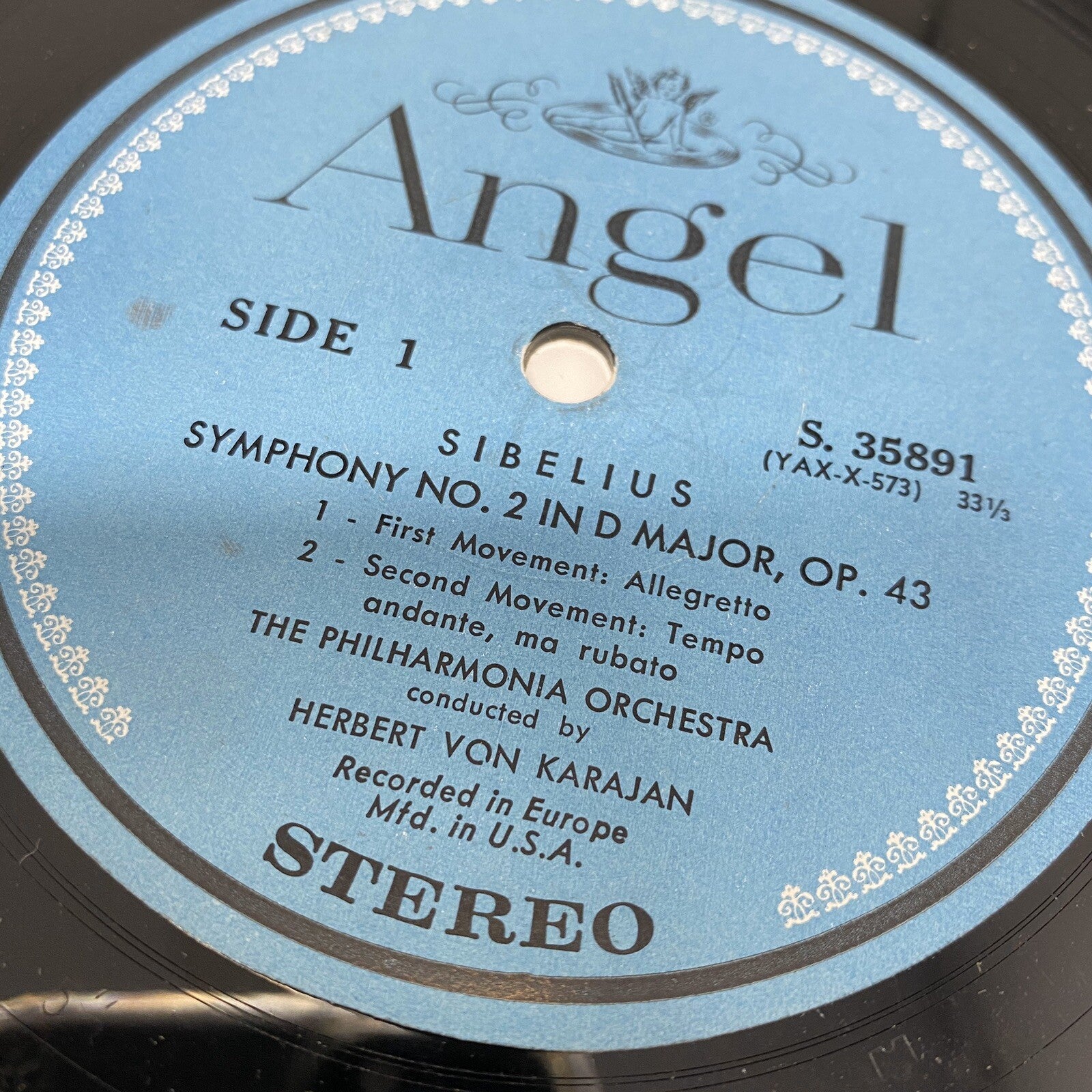 Herbert Von Karajan SIBELIUS SYMPHONY NO. 2 IN D MAJOR OP 43 Vinyl LP Record VG+